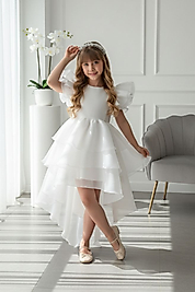 Kloş Kabarık Kuyruklu Katkat Şifon Lüx Çocuk Abiye