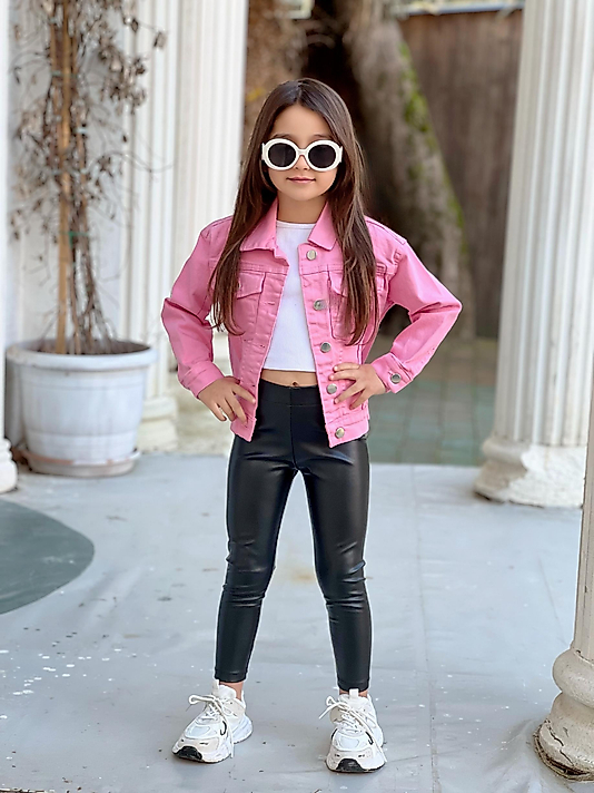 Şeker Pembe Enerjisi Klasik Kesim Renkli Kot Ceket