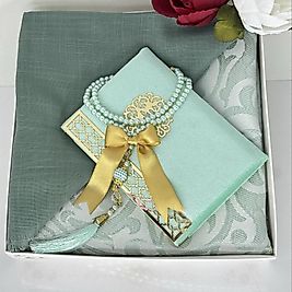 Çeyizlik Hediyelik Lüks Seccade Seti – Yasin, Tesbih, Başörtüsü