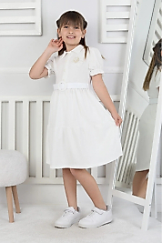 Kemerli Bürümcük Kumaş Bayramlık Çocuk Elbise