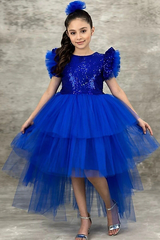 Abiye Kids Pullu Katkat Kuyruklu Saksmavisi Çocuk Abiye Elbise