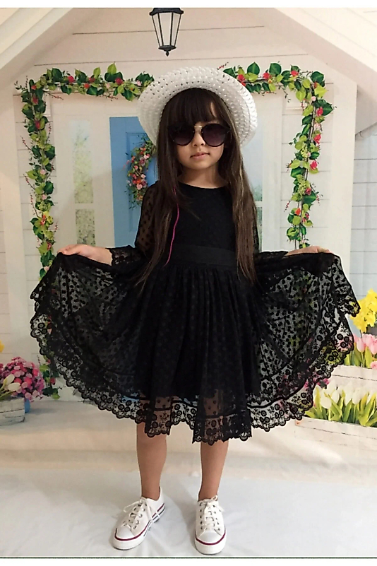 Şapkalı Güpürlü Prenses Model Kız Çocuk Elbisesi