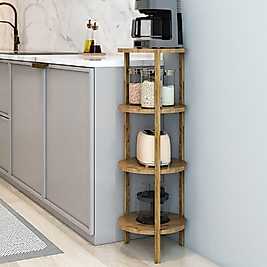 Miray Yuvarlak 4 Raflı Ahşap Sehpa / Dekoratif Raf / Çok Amaçlı Kullanım ( Atlantik Çam )