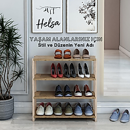 Helsa 4 Katlı Ahşap Ayakkabılık / Dekoratif Raf / Çok Amaçlı Kullanım (Atlantik Çam)