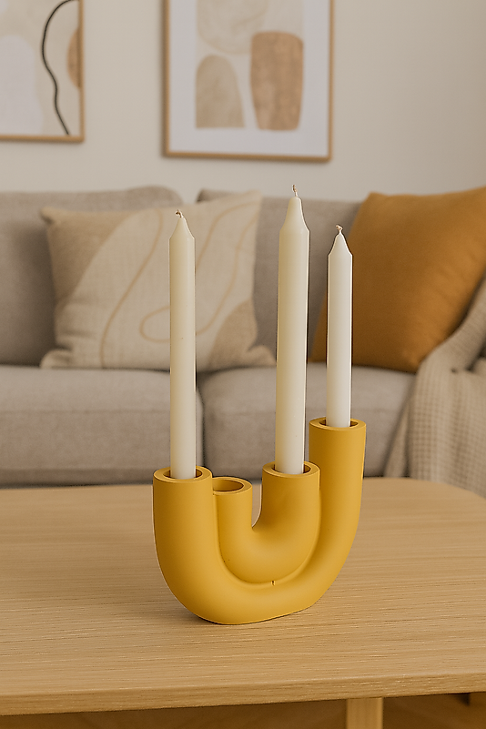 4 Gözlü Mumluk Beton Dekoratif Mumluk