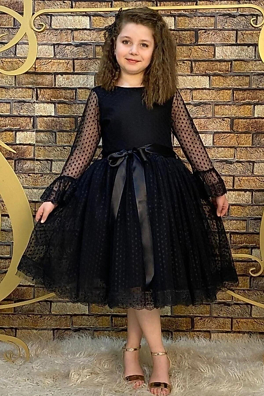 Prenses Model Siyah Çocuk Abiye