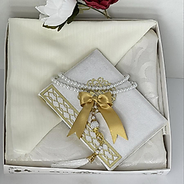 Çeyizlik Hediyelik Lüks Seccade Seti – Yasin, Tesbih, Başörtüsü