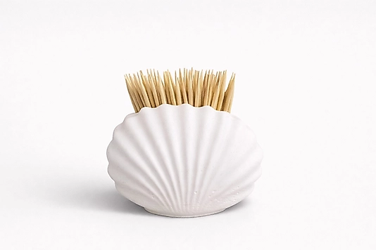 Beyaz Beton Deoratif Kürdan Vazosu Kürdanlık