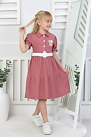 Kemerli Bürümcük Kumaş Bayramlık Çocuk Elbise