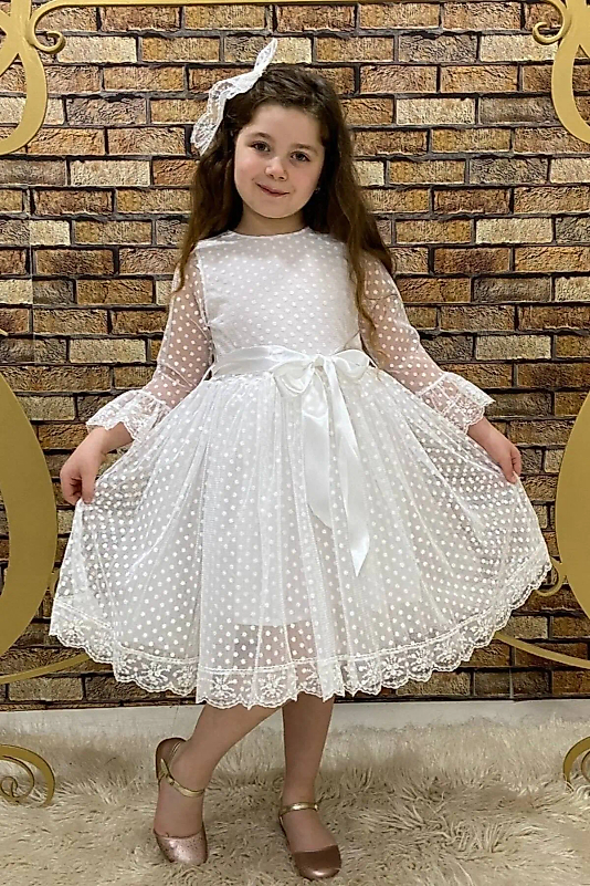 Prenses Model Beyaz Çocuk Abiye