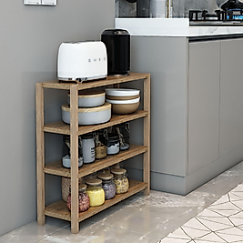 Helsa 4 Katlı Ahşap  / Dekoratif Raf / Çok Amaçlı Kullanım (Atlantik Çam)