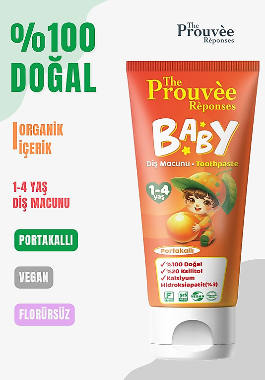 The Prouve Reponses %100 Doğal Organik Bebek ve Çocuk Portakallı Diş Macunu 50 ml (Florürsüz)