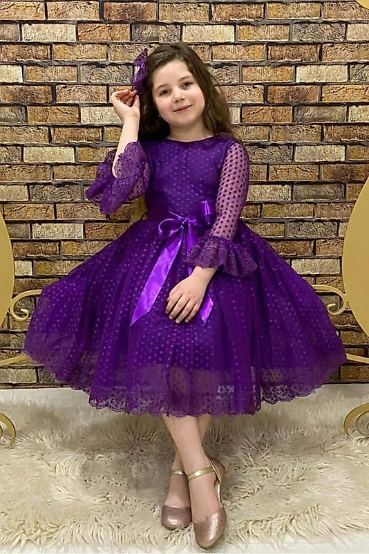 Prenses Model Mor Çocuk Abiye