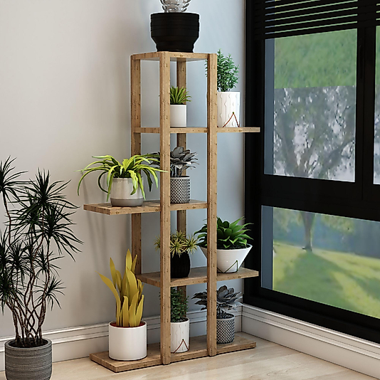 Lotus 5 Katlı Dekoratif Raf / Çok Amaçlı Kullanım (Atlantik Çam)