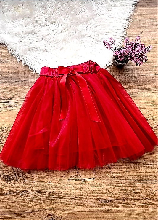 Kız Çocuk Kırmızı Tütülü Etek
