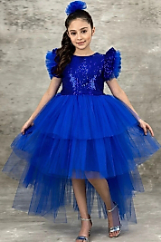 Abiye Kids Pullu Katkat Kuyruklu Saksmavisi Çocuk Abiye Elbise