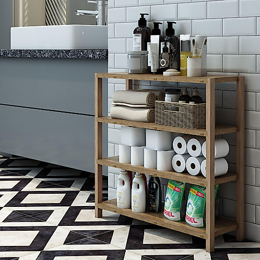 Helsa 4 Katlı Ahşap / Dekoratif Raf / Çok Amaçlı Kullanım (Atlantik Çam)