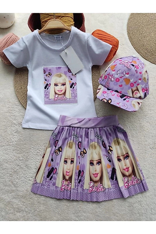 Barbie Lila Şapkalı Etekli Bayramlık Çocuk Takım