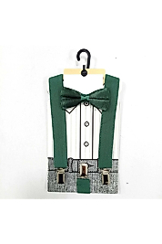 Çocuk Yeşil Papyon Pantalon Askı Seti