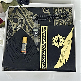 Erkeklere Özel Lüks Namaz ve Dua Seti - Seccade, Kadife Yasin, Takke, Tesbih, Zikirmatik, Esans, Ayraç