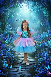 DenizKızı Kostümü Katkat Tüllü Doğumgünü Parti Elbisesi