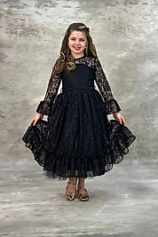 Dantelli Siyah Çocuk Abiye