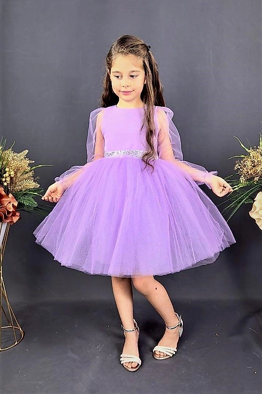 Melek Kanatlı Lila Çocuk Abiye