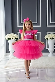 Pullu Katkat Doğum Günü Parti Elbisesi Taçlı Abiye Kostüm