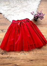 Kız Çocuk Kırmızı Tütülü Etek