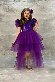 Pullu Katkat Kuyruklu Mor Renk Tarz Çocuk Abiye