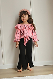 Fuşya Rek Puantiyeli İspanyol Paçalı İkili Takım