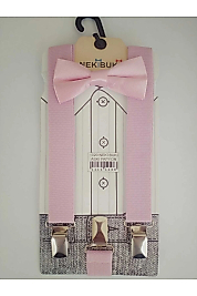 Çocuk Pembe Papyon Pantalon Askı Seti