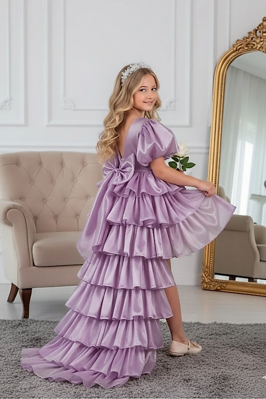 Rüya Model Taçlı Kuyruklu Lila Çocuk Abiye Kids