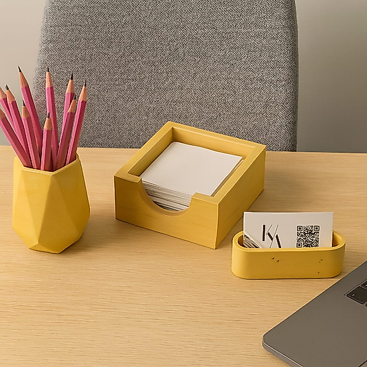 Sarı Beton Dekoratif Ofis Seti