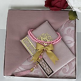 Çeyizlik Hediyelik Lüks Seccade Seti – Yasin, Tesbih, Başörtüsü