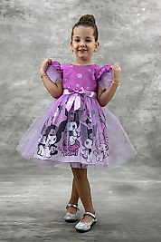 Kuromi Çocuk Elbisesi Doğumgünü Elbisesi Lila