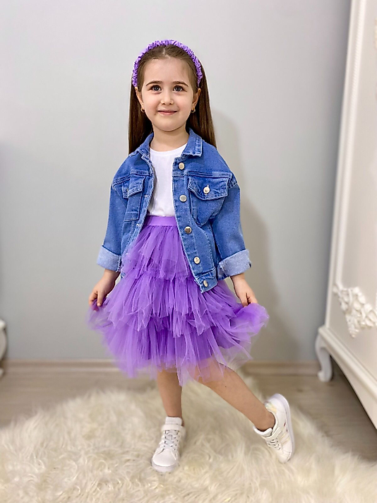 Mor Renk Tütü Etek Ve T-shirt