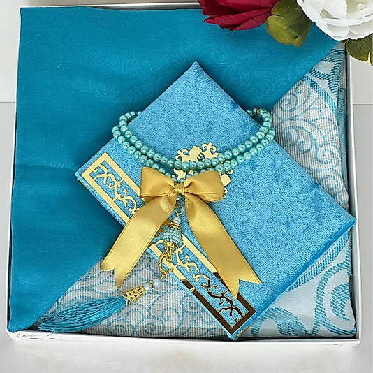 Çeyizlik Hediyelik Lüks Seccade Seti – Yasin, Tesbih, Başörtüsü