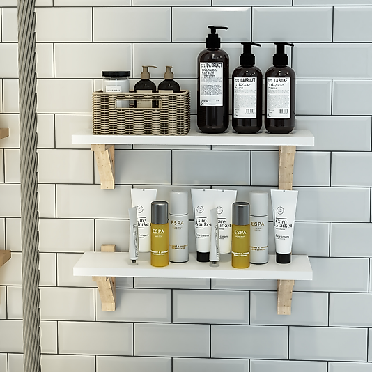 Lina Ahşap 2'li Duvar Rafı Seti / Duvar, Kitaplık Rafı / Çok Amaçlı Dekoratif Raf ( Beyaz )