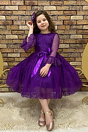 Prenses Model Mor Çocuk Abiye