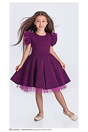 Abiye Kids Mor Simli Tarz Çocuk Abiye Elbise