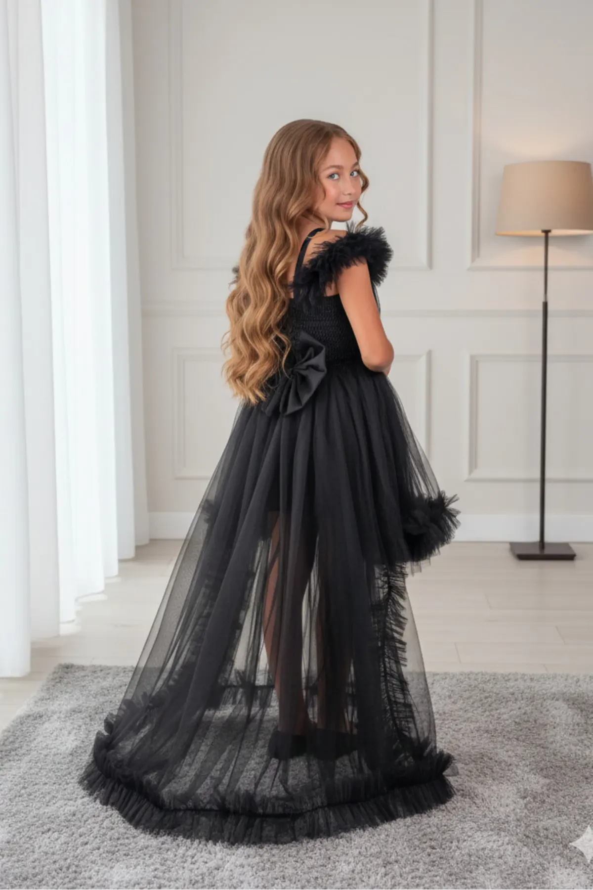 Kuyruklu Tüllü Tarz Siyah Çocuk Abiye GarsonBoy