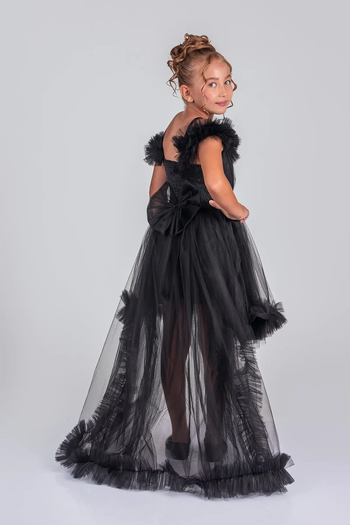 Kuyruklu Tüllü Tarz Siyah Çocuk Abiye GarsonBoy