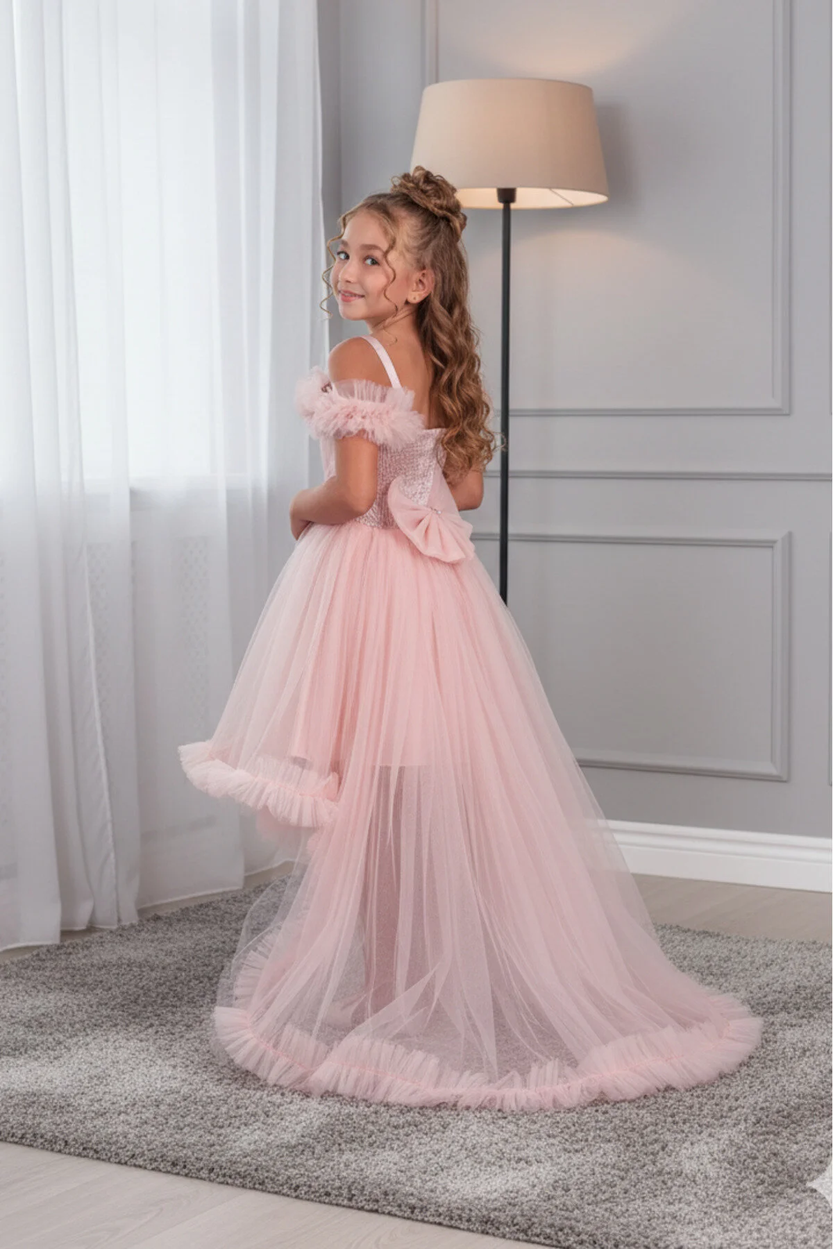 Kuyruklu Tüllü Tarz Pudra Çocuk Abiye GarsonBoy