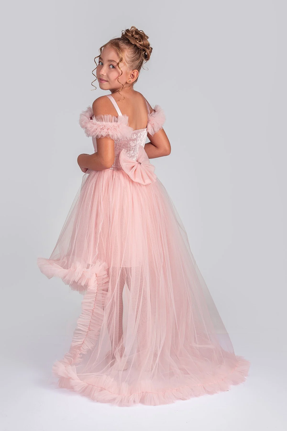 Kuyruklu Tüllü Tarz Pudra Çocuk Abiye GarsonBoy