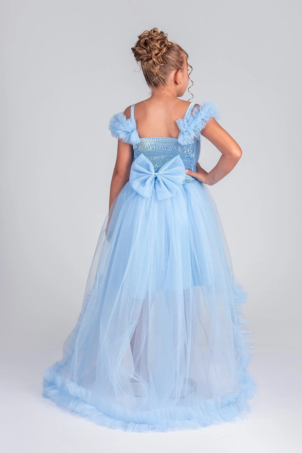 Kuyruklu Tüllü Tarz Mavi Çocuk Abiye GarsonBoy