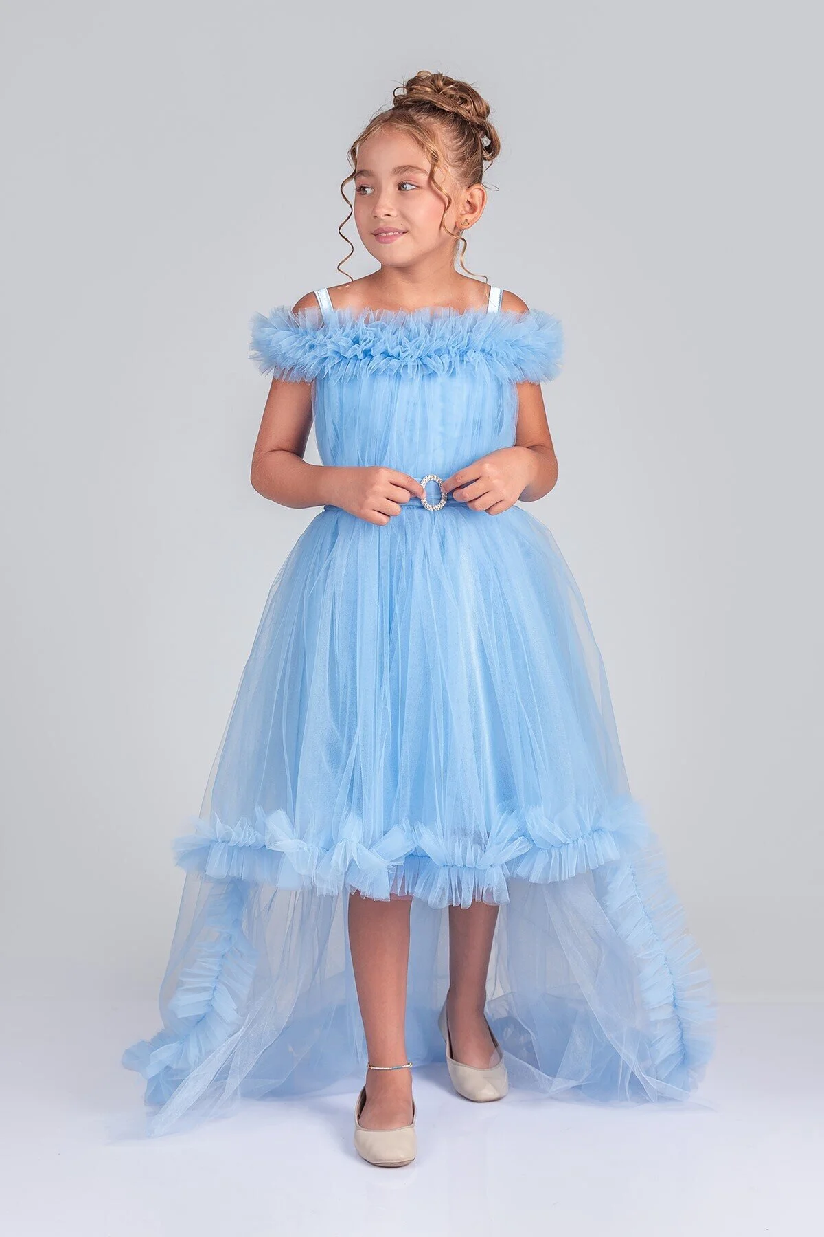 Kuyruklu Tüllü Tarz Mavi Çocuk Abiye GarsonBoy