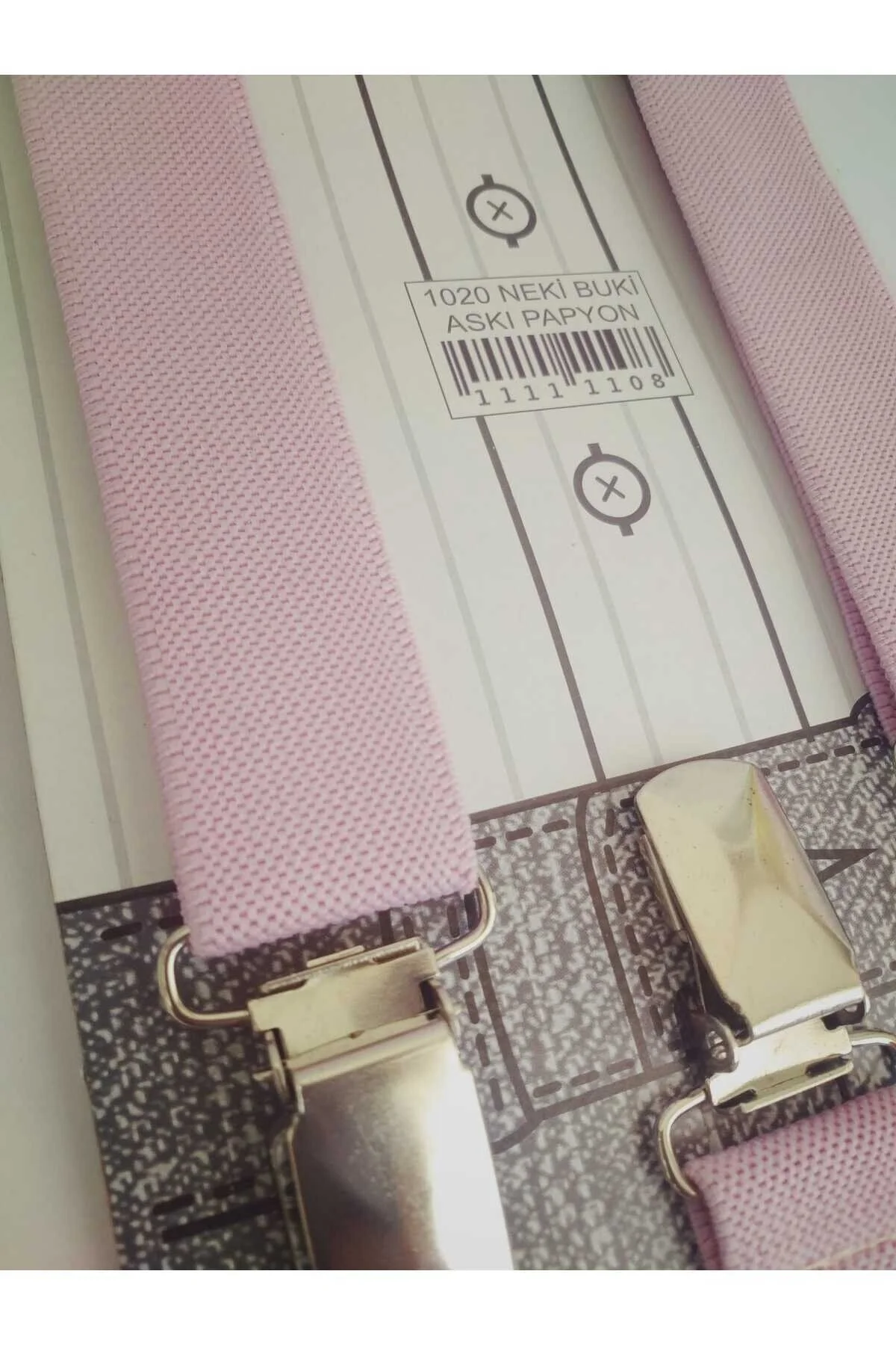 Çocuk Pembe Papyon Pantalon Askı Seti