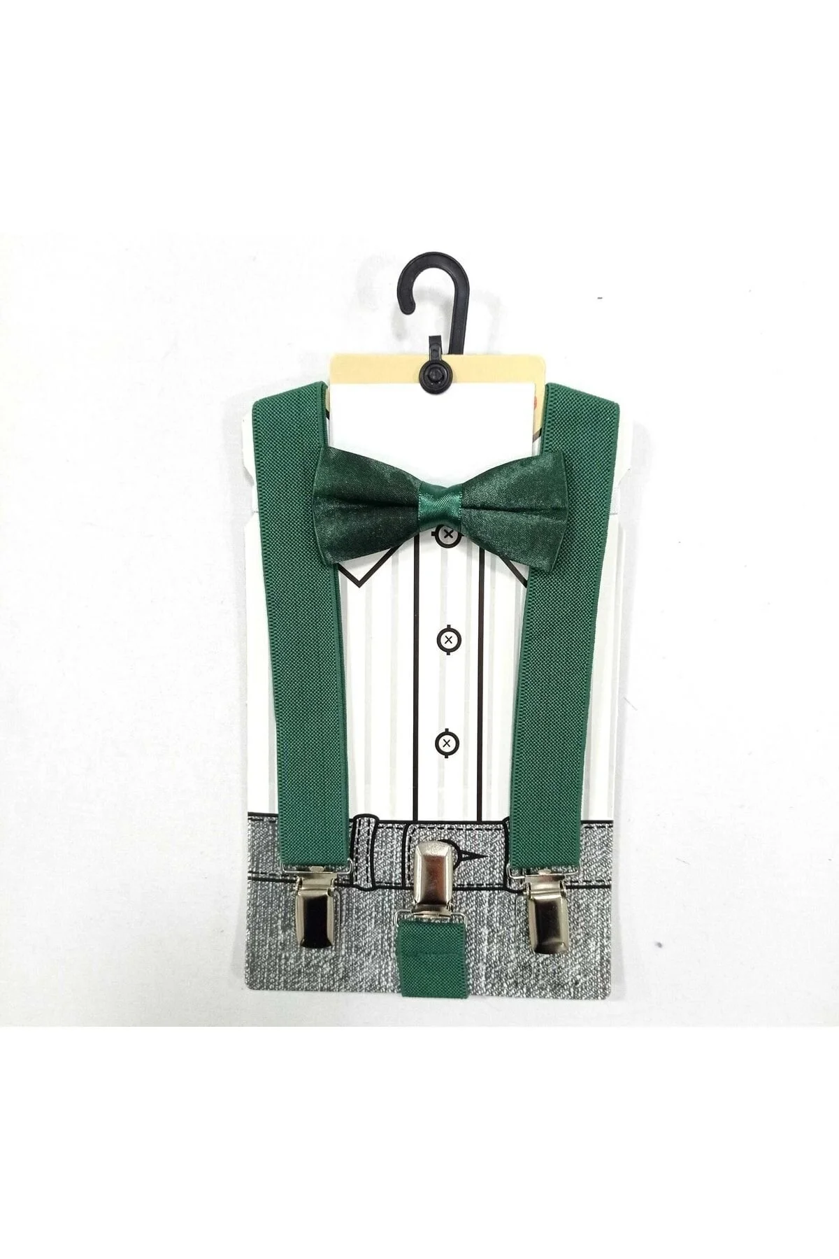 Çocuk Yeşil Papyon Pantalon Askı Seti
