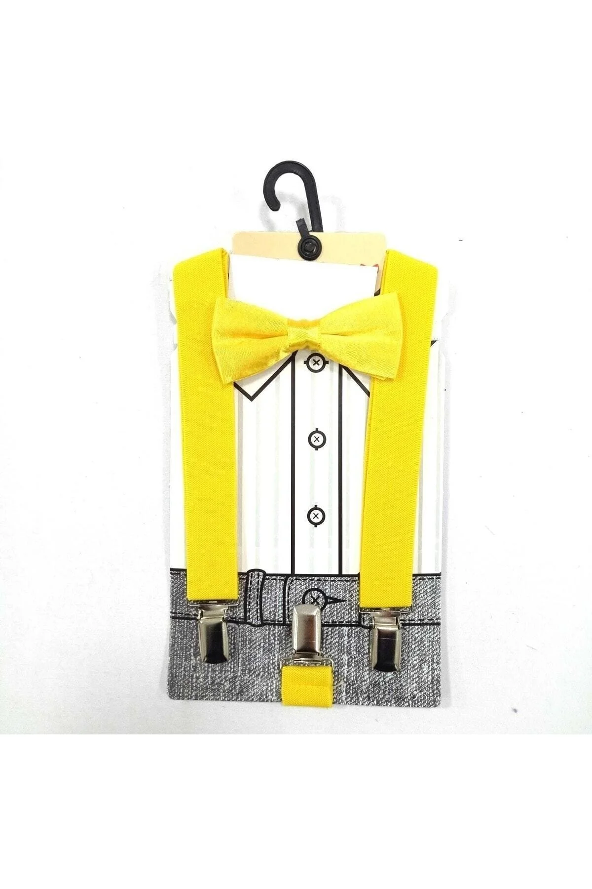 Çocuk Sarı Papyon Pantalon Askı Seti